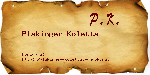 Plakinger Koletta névjegykártya